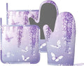 Oven Mitts and Pot Holders Lavender Butterfly Light Purple Flower Silicone by DADABULIU