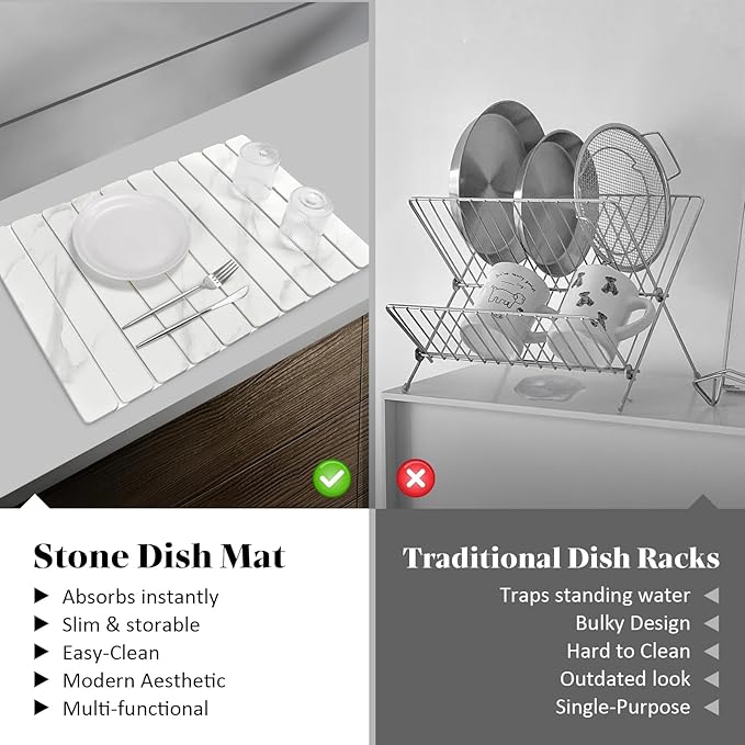 Large Stone Dish Drying Mats for Kitchen Counter, Eco-Friendly Absorbent - Image 6