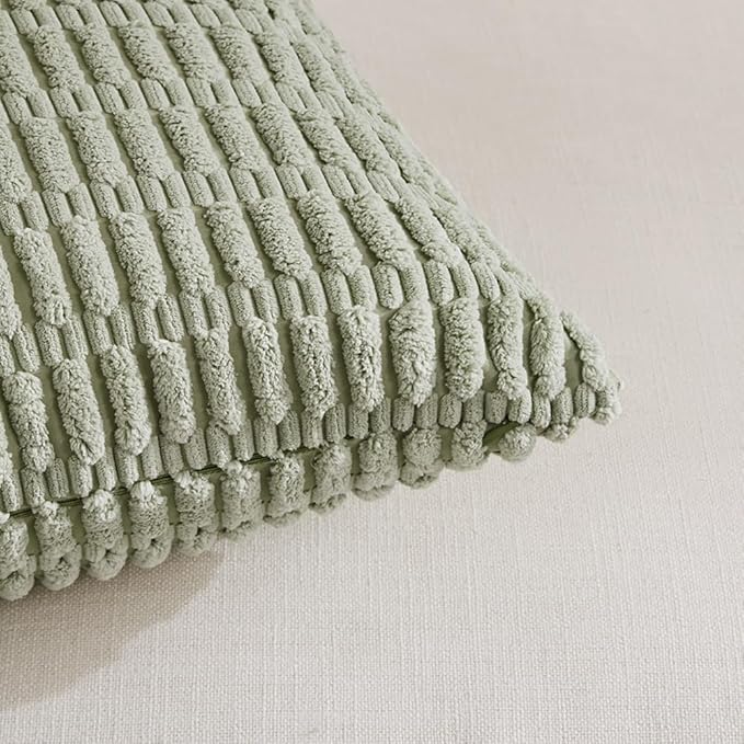 Fancy Homi 4 Packs Sage Green Decorative Throw Pillow Covers 24x24 Inch - Image 4