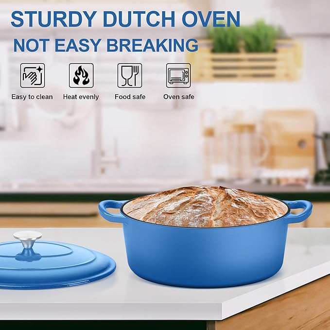 E-far 7QT Oval Dutch Oven Pot