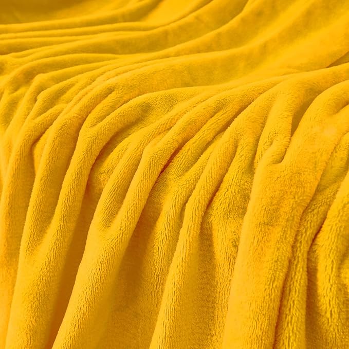 JIAHANNHA Mustard Yellow Throw Blanket Fleece Blanket 60"x80", Super Soft Cozy - Image 4