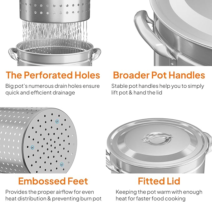 ROVSUN 50-Quart Stainless Steel Turkey Fryer & Seafood Boil Pot - Image 3