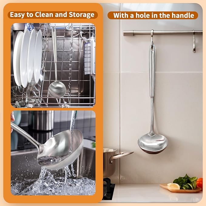 Deep Stainless Steel 13.7 Inches Newness Soup Ladle, Resilient 304 Stainless - Image 6
