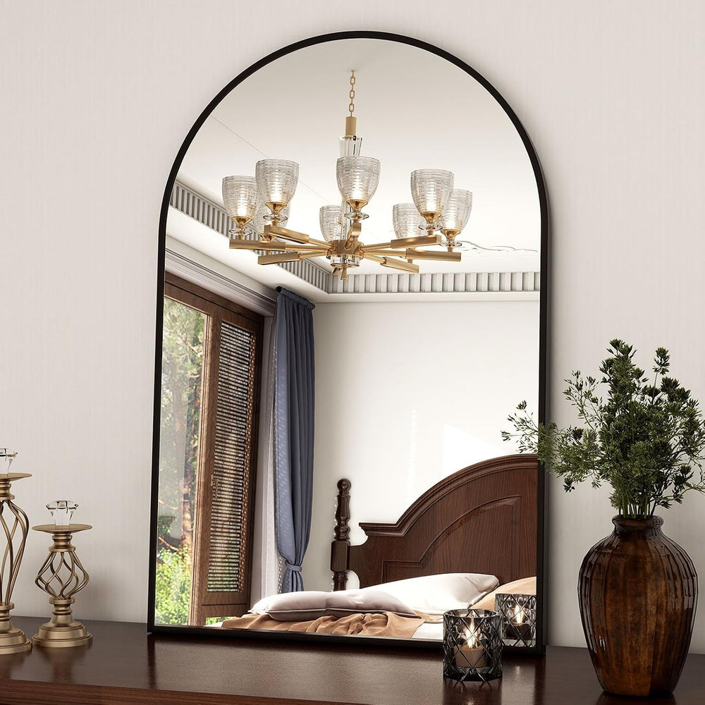 XRAMFY 20"x30" Black Arched Bathroom Mirror - Wall Mirror for Bathr...