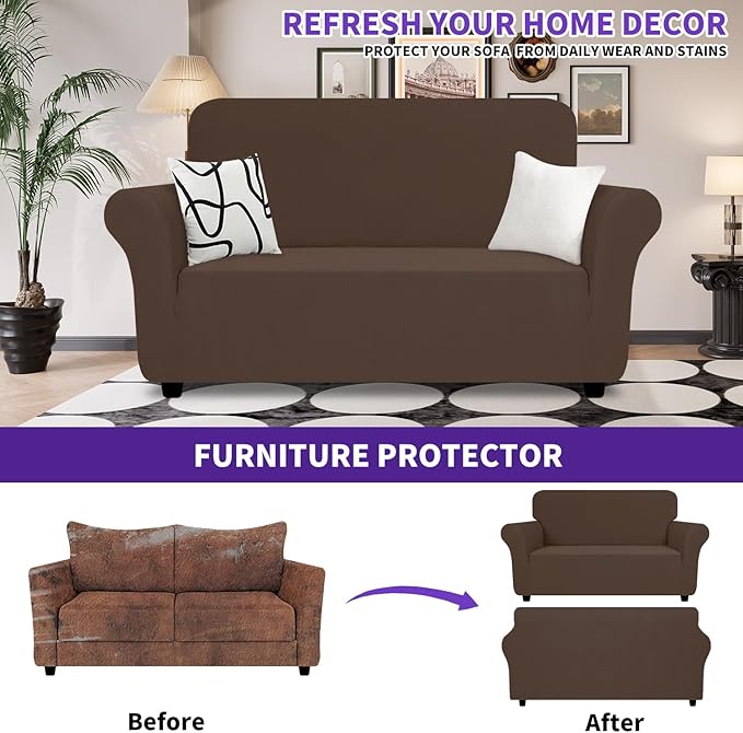 ZNSAYOTX Super Stretch Loveseat Covers, New Striped Love Seat Slipcover - Image 2
