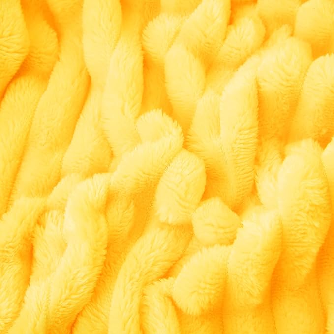 Bright Yellow Fleece Throw Blanket 90”×90” - Image 5