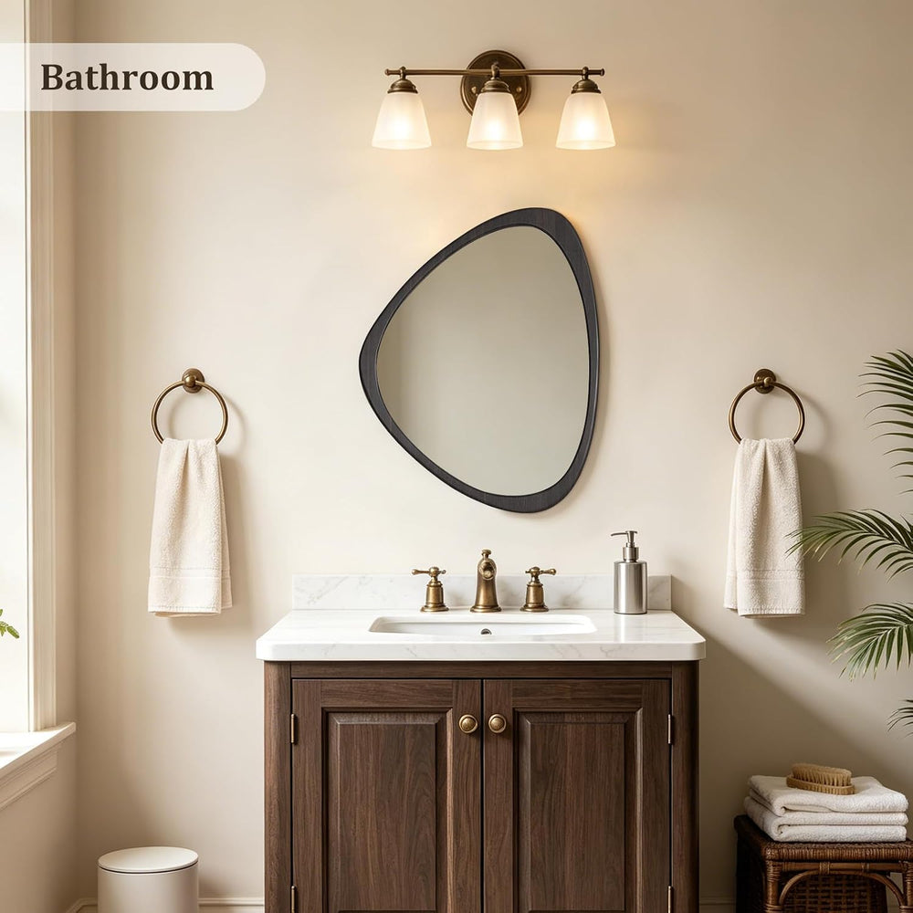 HOMECOOKIN 25 x 20 Asymmetrical Mirror, Irregular Wooden Wall Mirror for Bedr...
