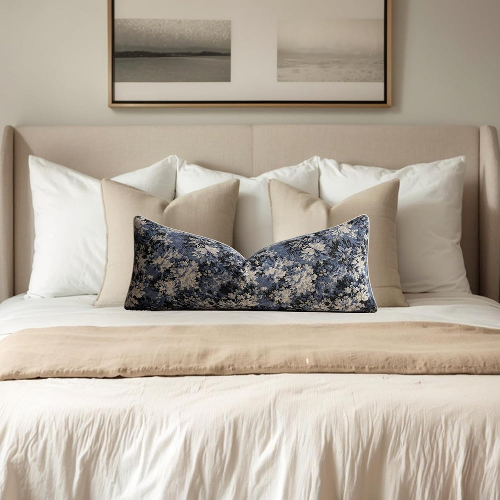 DEZENE Pack of 1 Vintage Floral Lumbar Pillow Covers 14x36 Boho Farmhouse Acc...
