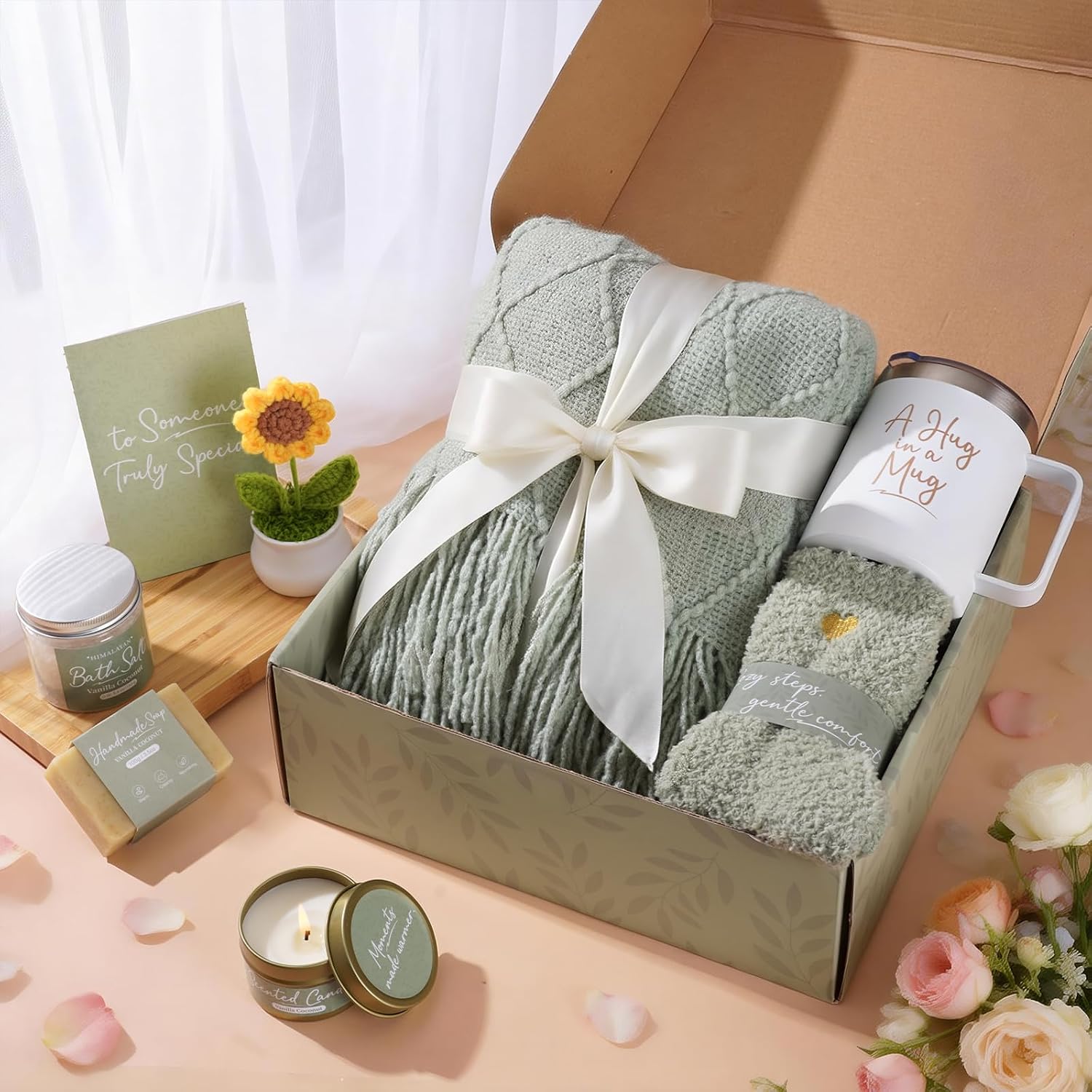 Get Well Gifts for Women After Surgery Self Care Gift Baskets Care Package | Sending Sunshine Relaxing Get Well Soon Hug in a Box Spa Basket Birthday Gifts for Women Mom Her Best Friend Wife Daughter