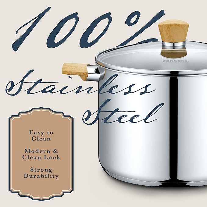 Concord 10 Piece Stainless Steel Cookware Set, includes Saucepans, Stock Pots - Image 4