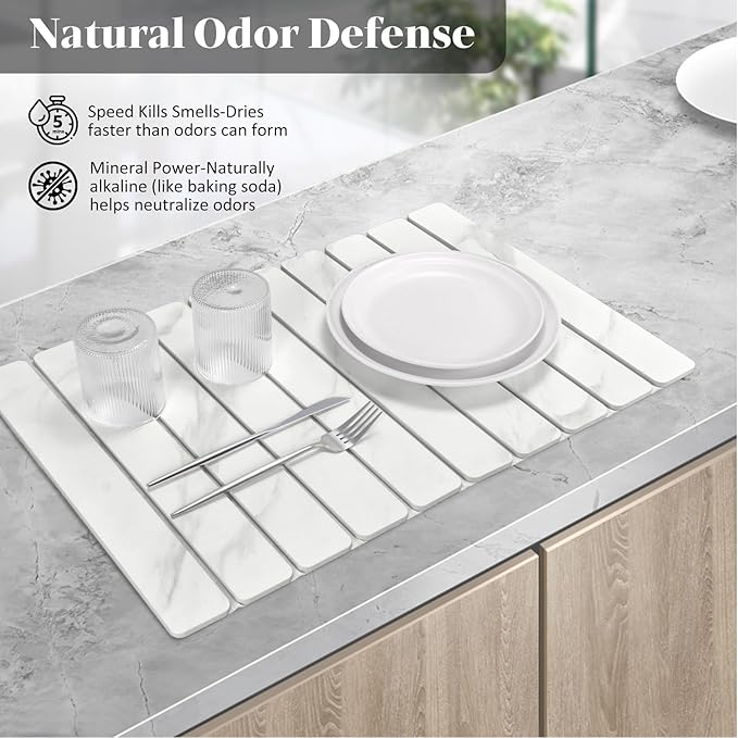 Large Stone Dish Drying Mats for Kitchen Counter, Eco-Friendly Absorbent - Image 3