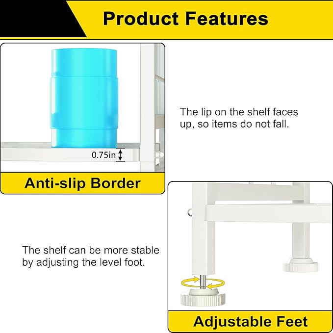 GIOTORENT 5-Wire Standing Storage Shelves, Metal Shelving Unit Pantry Rack - Image 6