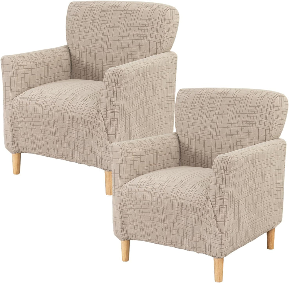 KRFOONN Stretch Chair Covers with Arms Jacquard 1-Piece Mid Century Modern Ar...