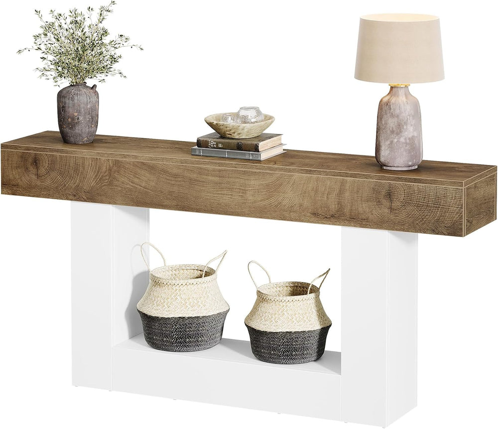 Tribesigns 63-Inch Long Console Table, 2-Tier Entryway Table Sofa Table with ...