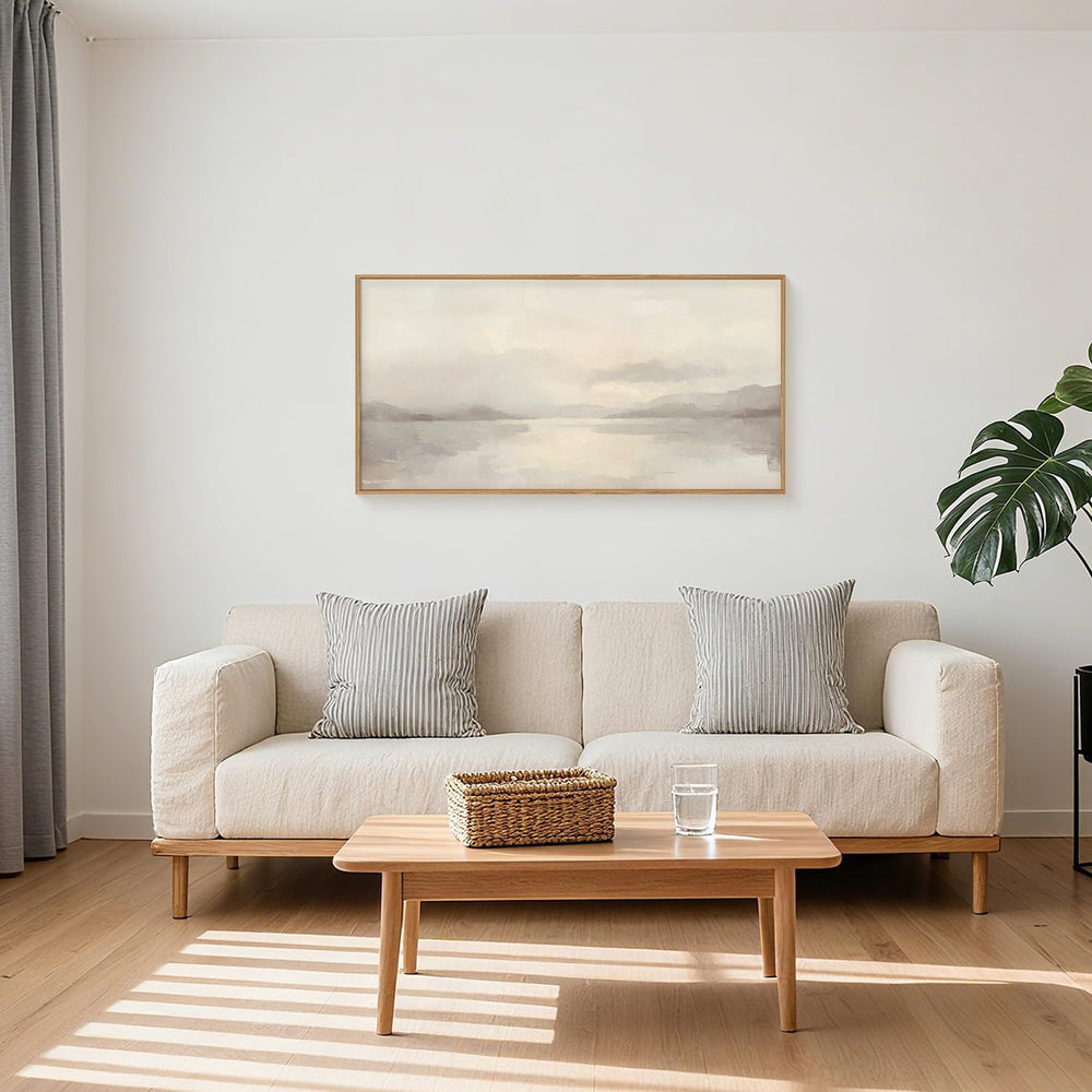 LHIUEM Large Abstract Neutral Beige Pastel Framed Canvas Wall Art,Modern Wate...