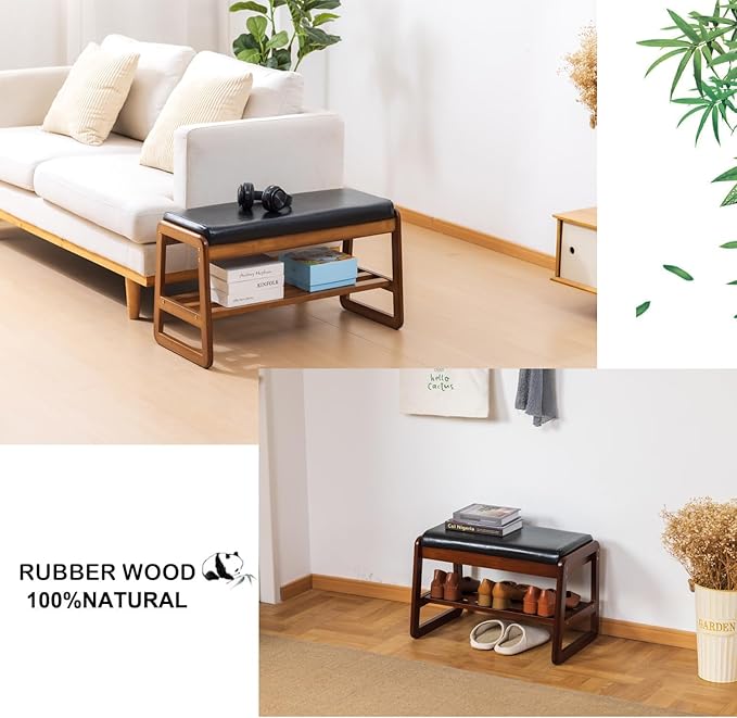 latifolia Solid Wood Bench, Entryway Shoe Bench with Cushion, Flip-Open Stora...