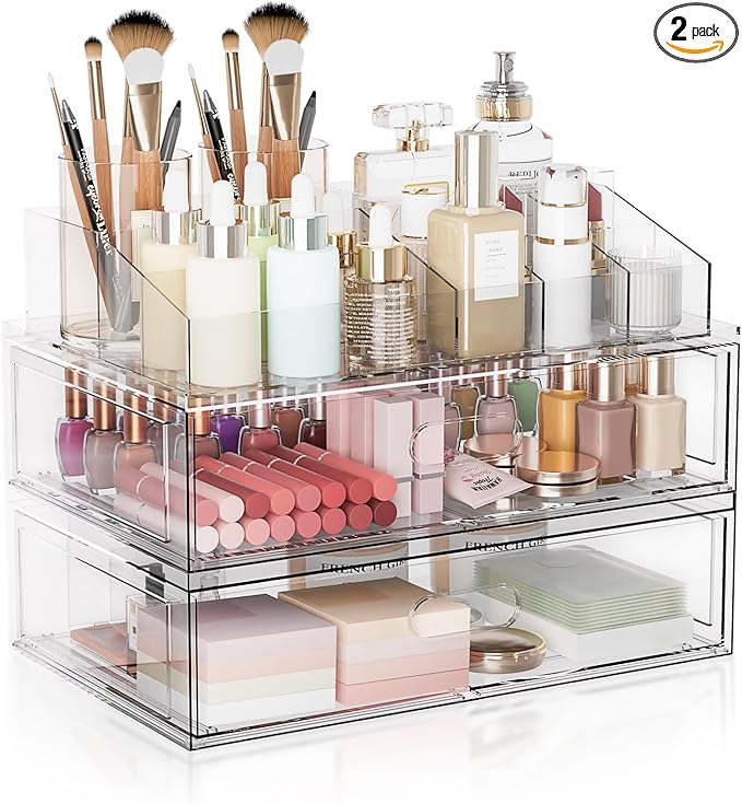 Clear Stackable Makeup Organizer by Aurblozen