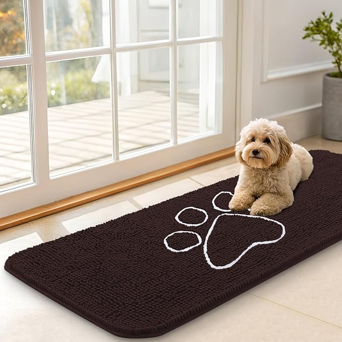 OLANLY Dog Door Mat for Muddy Paws 47x17, Paw Print Design, Absorbs Moisture by OLANLY