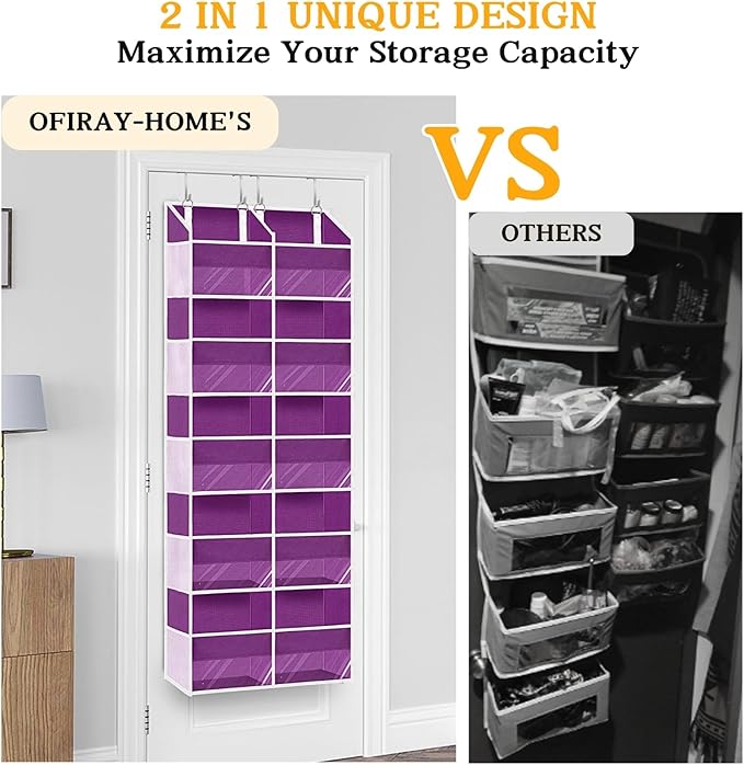 Over The Door Organizer 5 Tiers, Extra Large Behind Door Storage of 10 - Image 5