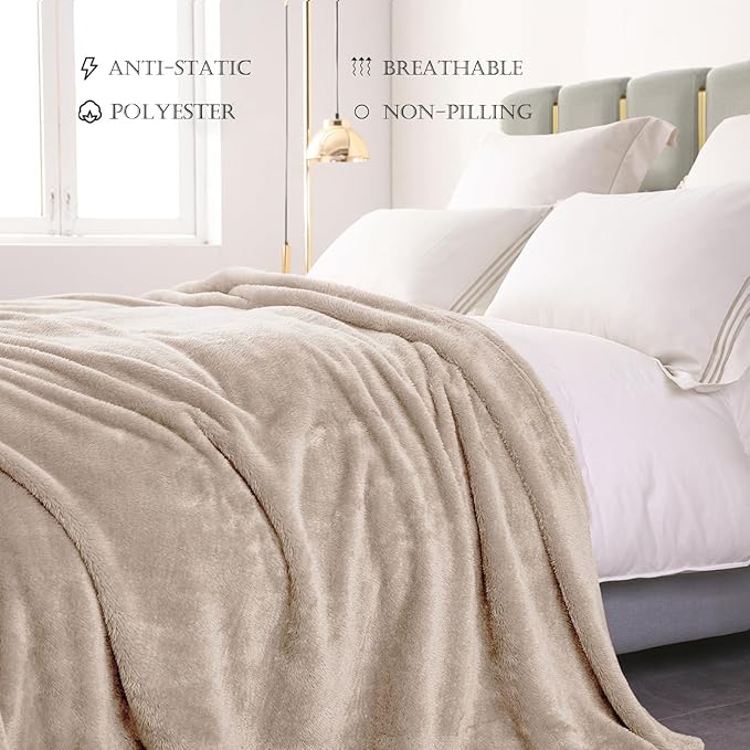 Exclusivo Mezcla Plush Fuzzy Fleece Bed Blanket Queen Size, Super Soft - Image 4