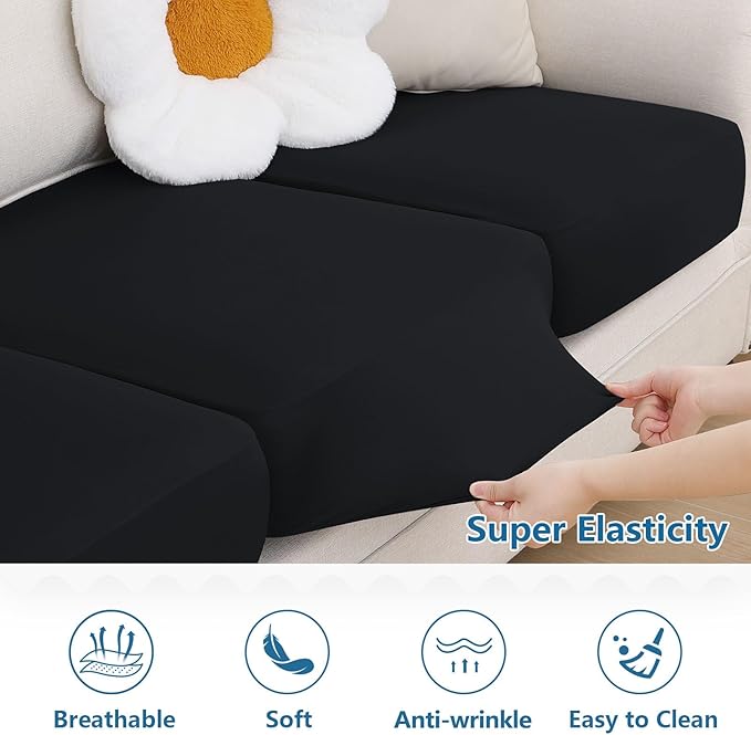 hyha Milk Silk Couch Cushion Covers, Soft Magic Sofa Covers Washable - Image 5