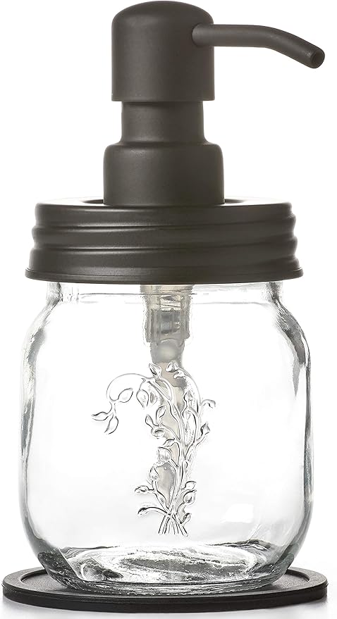 12oz Mason Jar Black Soap and/or Lotion Dispenser by Industrial+Rewind