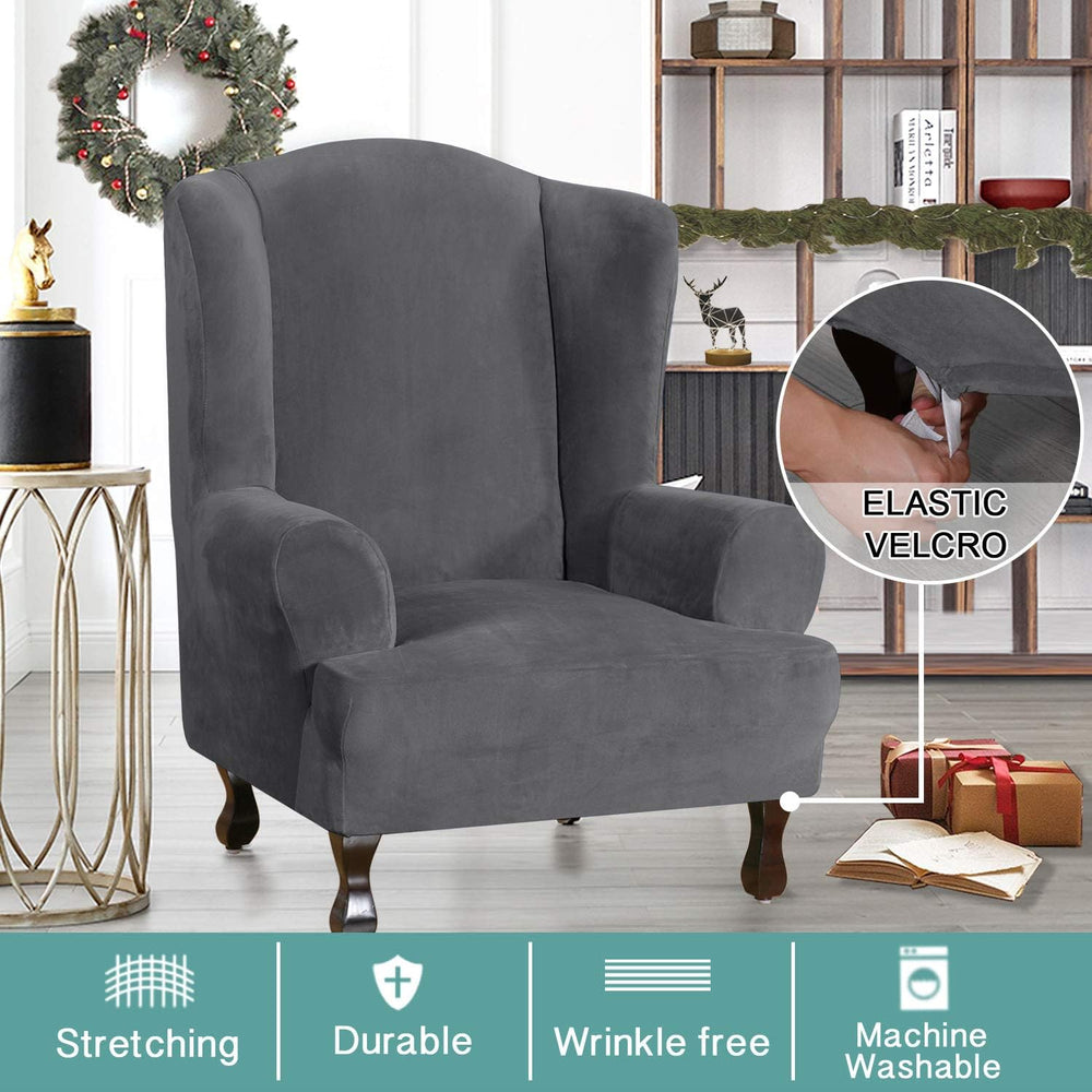 Turquoize Wing Chair Slipcover Velvet Slipcovers for Wingback Chairs Ultra So...