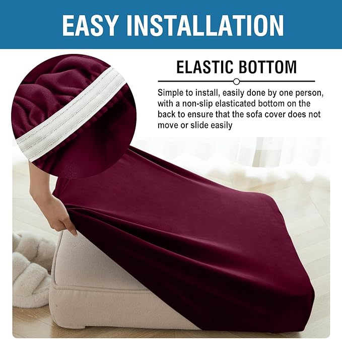 Couch Cover Stretch Velvet Sofa Cushion Cover 1-Piece - Image 6