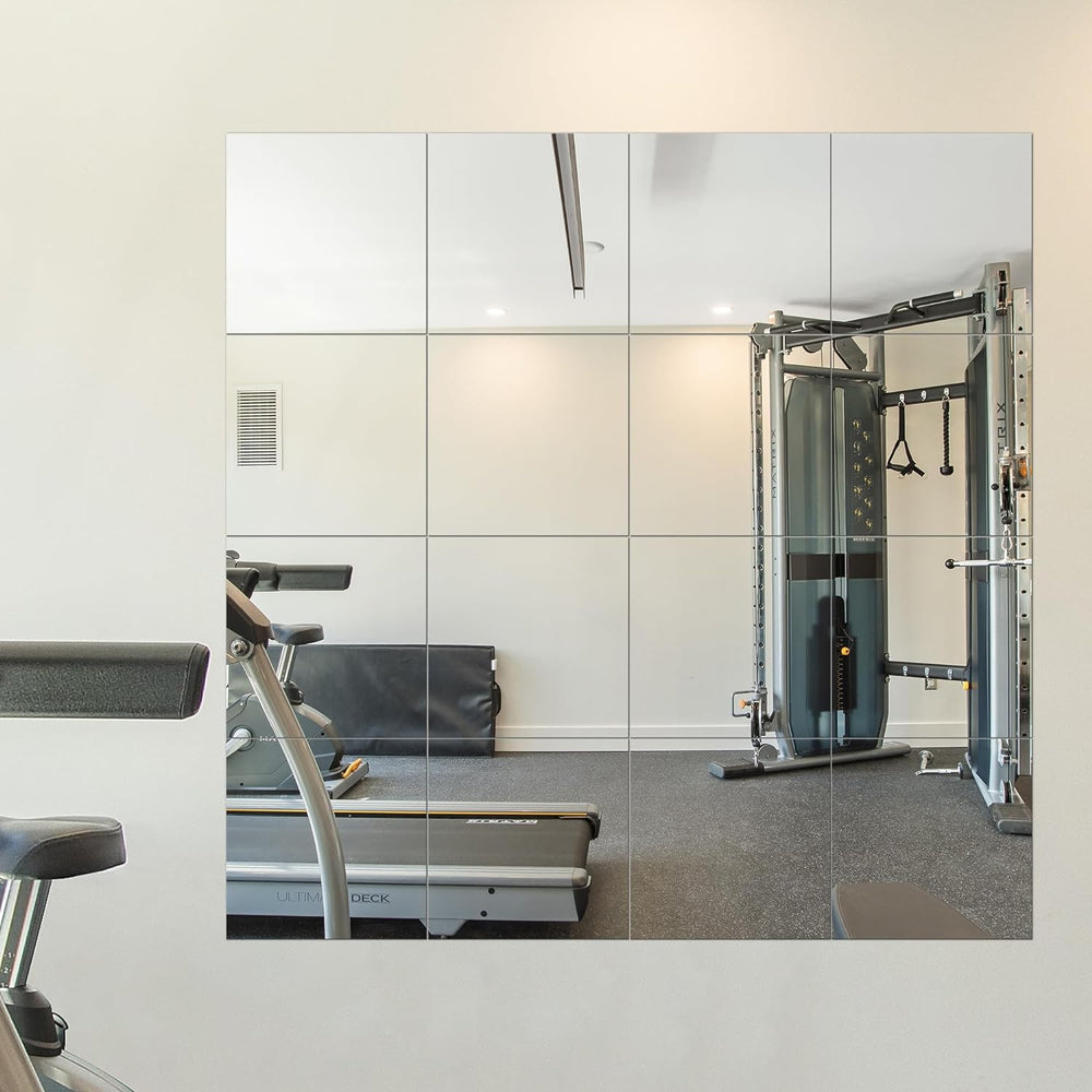 Delma Home Gym Mirrors, 12'' x 12'' Glass Mirror Tiles, 16 PCS