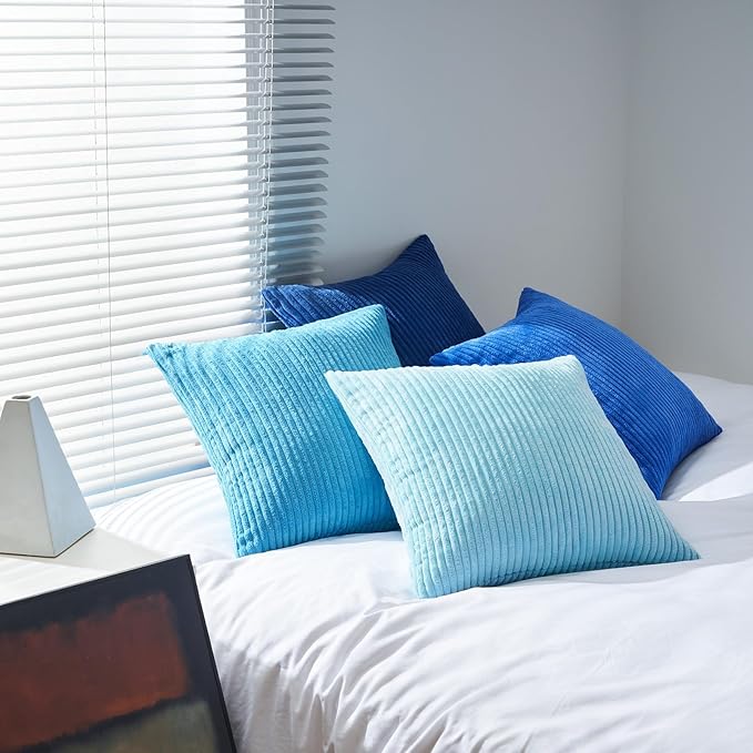 Topfinel Decorative Throw Pillow Covers Aque Teal Blue Series, Summer Corduroy - Image 5