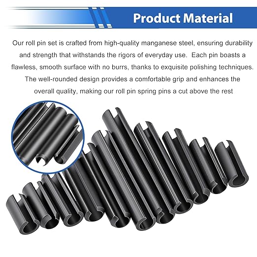 230Pcs Roll Pin Set SAE 1/16 5/64 3/32 1/8 5/32 3/16 7/32 1/4 5/16 3/8 Inch - Image 3