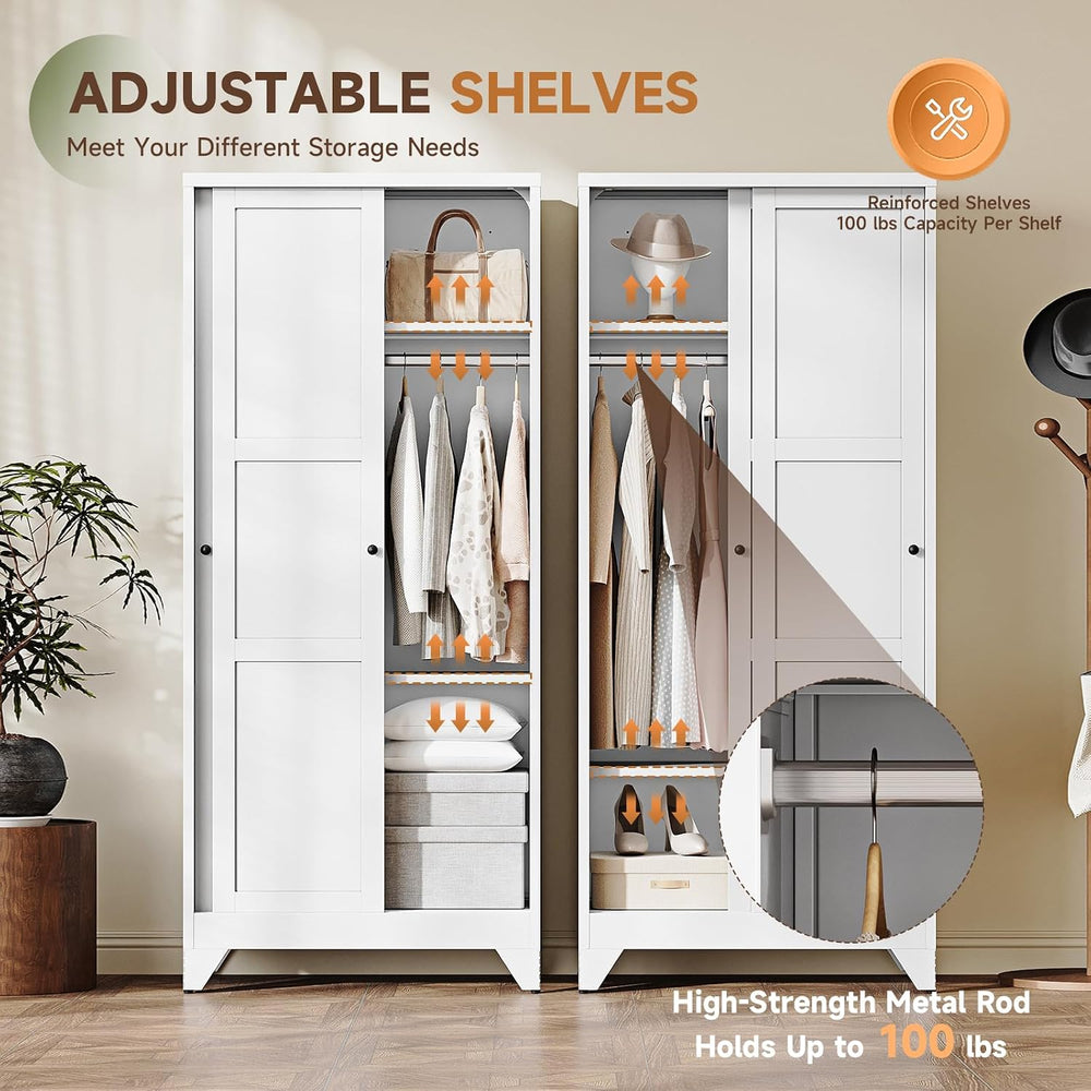 Armoire Wardrobe Closet,20" Deep Armoire Wardrobe Cabinets with Sliding ...