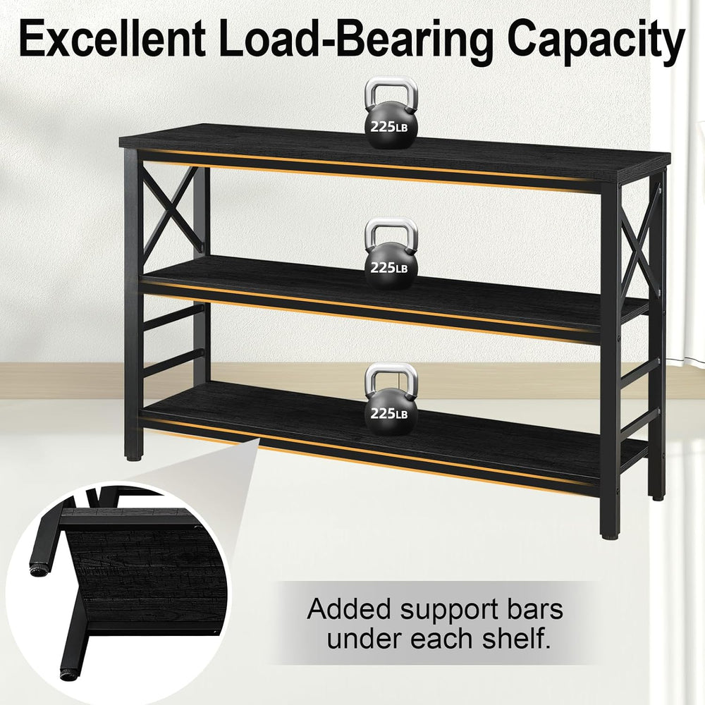 Hombazzar 3-Tier Sofa Table,Consoles Table for Entryway,Black 47"