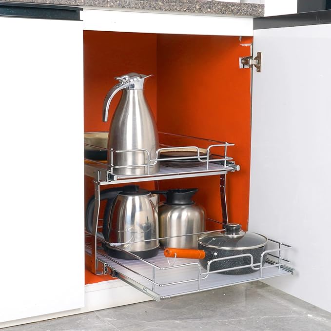 VEVOR 2 Tier 20"Wx21.2"Dx15.2"HPull Out Cabinet Organizer, Heavy Duty Slide Out - Image 7
