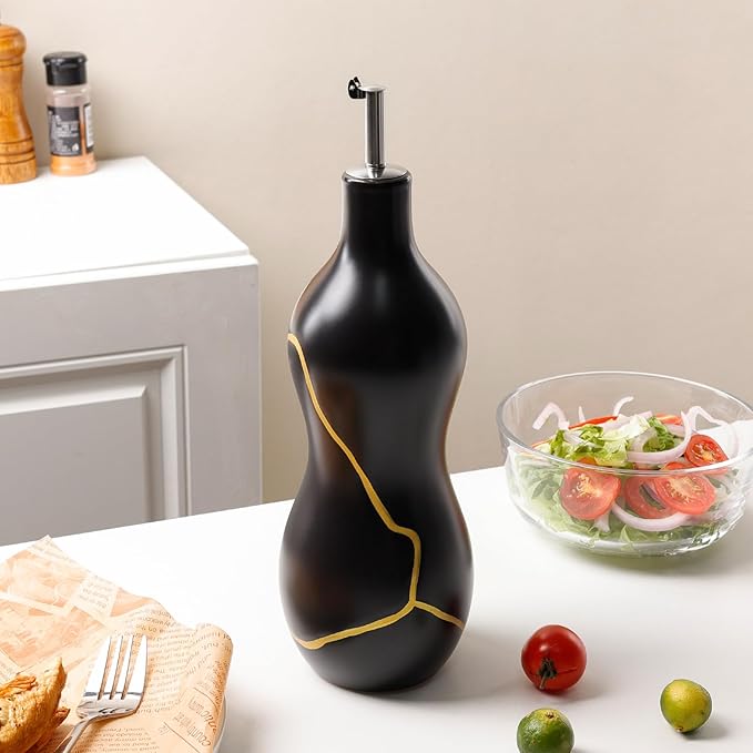 BosilunLife Ceramic Olive Oil Dispenser Bottle, 14 Oz Oil Cruet - Image 7