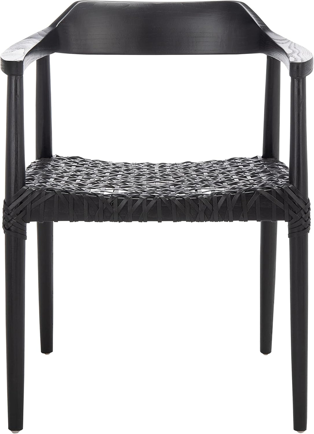 SAFAVIEH Munro Lther Wood Accent Chair, 20" Seat Mid-Century Black ACH1005B