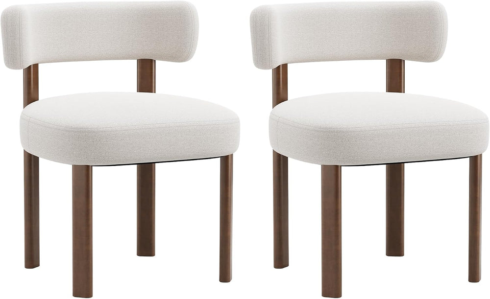 Mid-Century Modern Upholstered Dining Chairs Set of 2, Beige