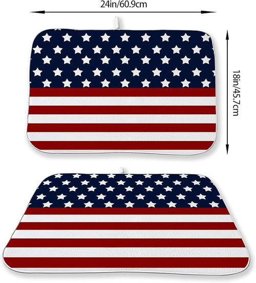 4th of July Dish Drying Mat 18x24 Inch Navy Blue Red Flag Stars Patriotic - Image 2