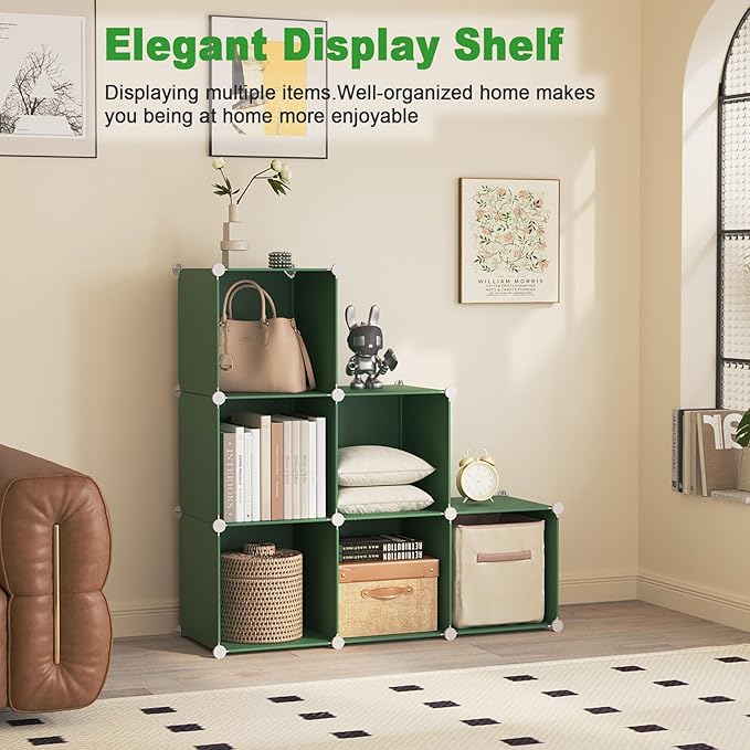 C&AHOME 6-Cube Storage Organizer, Stackable Storage Cubes Shelves, Portable