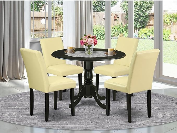 East West Furniture DLAB5-BLK-73 5 Piece Dining Table Set for 4 Includes a Ro...