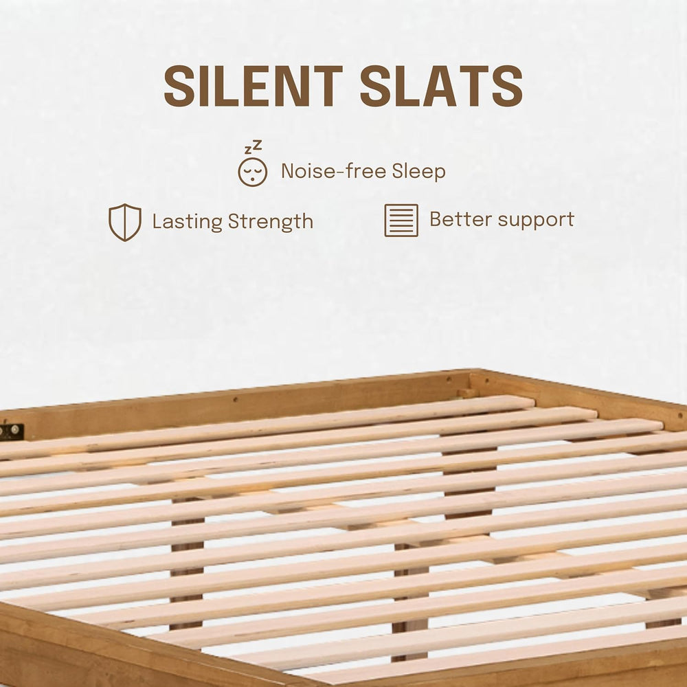 Sapa Solid Wood Platform Bed Frame – Minimalist, Japanese Joinery, No Box Spr...