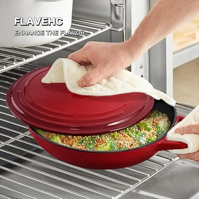 Flavehc Braiser Enameled Cast Iron Braiser 2.25 qt Braiser Pan - Image 7