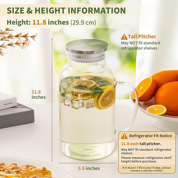 Hannadepot Glass Pitcher, 1 Gallon/3.8L Glass Water Pitcher - Image 2