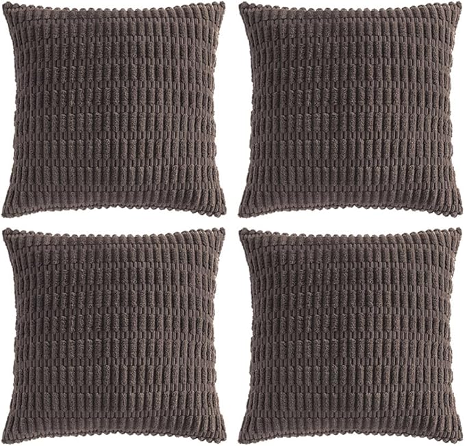 Fancy Homi 4 Packs Boho Dark Brown Decorative Throw Pillow Covers 16x16 Inch by Fancy+Homi