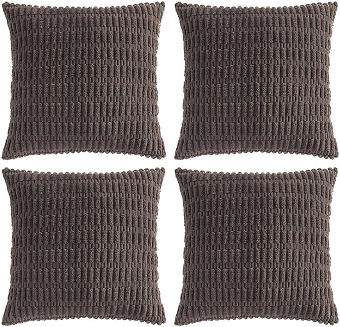 Fancy Homi 4 Packs Boho Dark Brown Decorative Throw Pillow Covers 22x22 Inch by Fancy+Homi