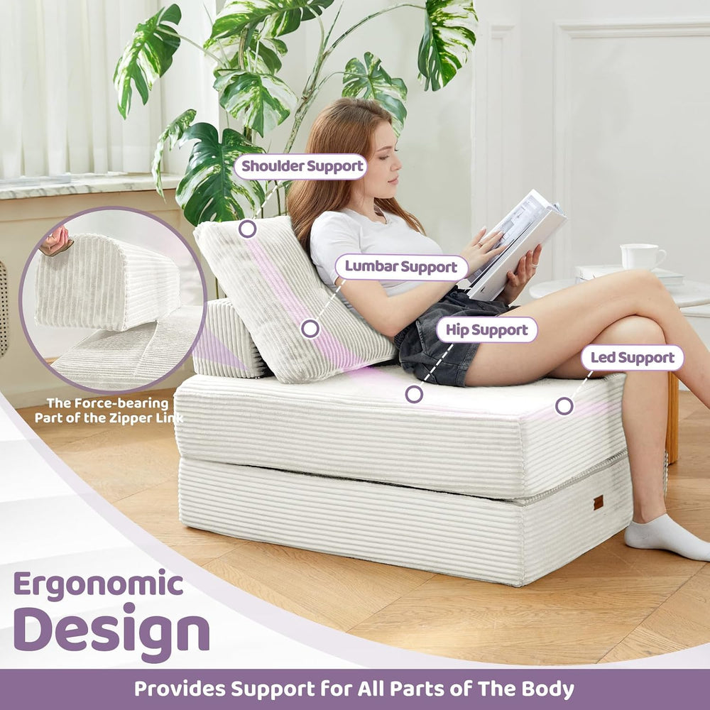 Folding Sofa Bed,No Wall Required Foldable Lounger for Apartment