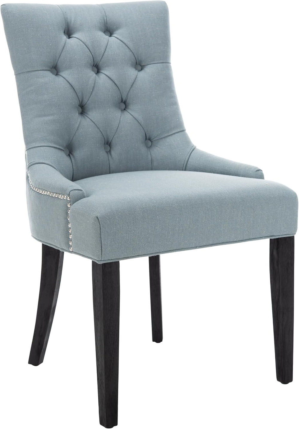 SAFAVIEH Home Collection - Abby Sky Blue Upholstered Dining Chair, Button Tuf...