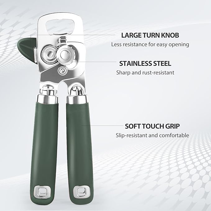 Safring Can Opener Manual, Heavy Duty Stainless Steel Smooth Edge Can Opener - Image 3