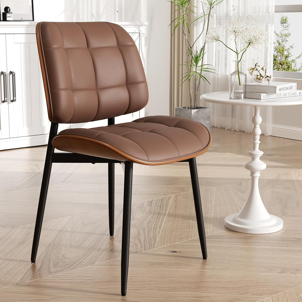 Dining Chair, Mid Century Modern Dining Room Chair, Upholstered Faux Leather ...