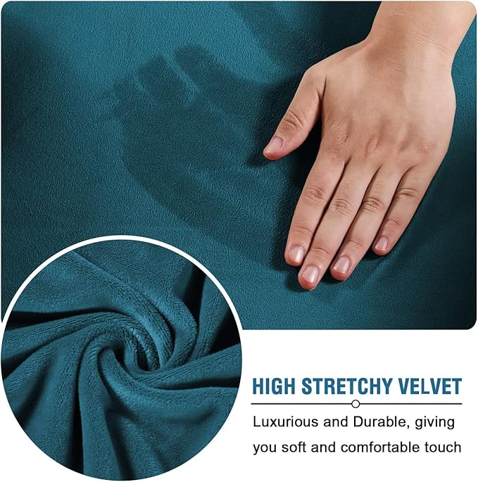 H.VERSAILTEX High Stretch Sofa Slipcover 4 Piece Cover Velvet Furniture - Image 5